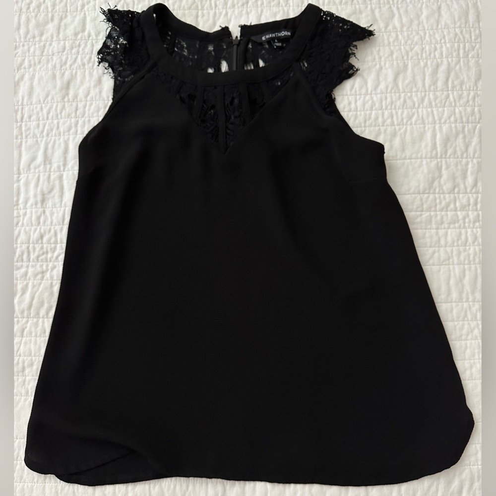41 Hawthorn Jarred Lace Detail Cap-Sleeve Blouse Black S